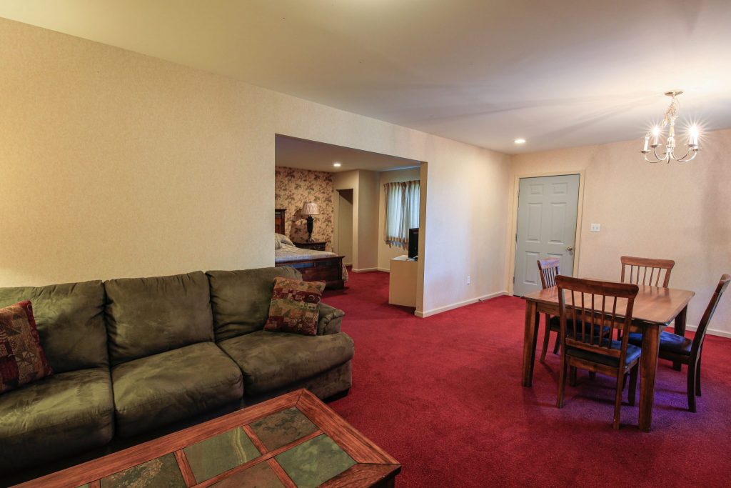 A photo of the living room area of a Hideaway Hills cabin