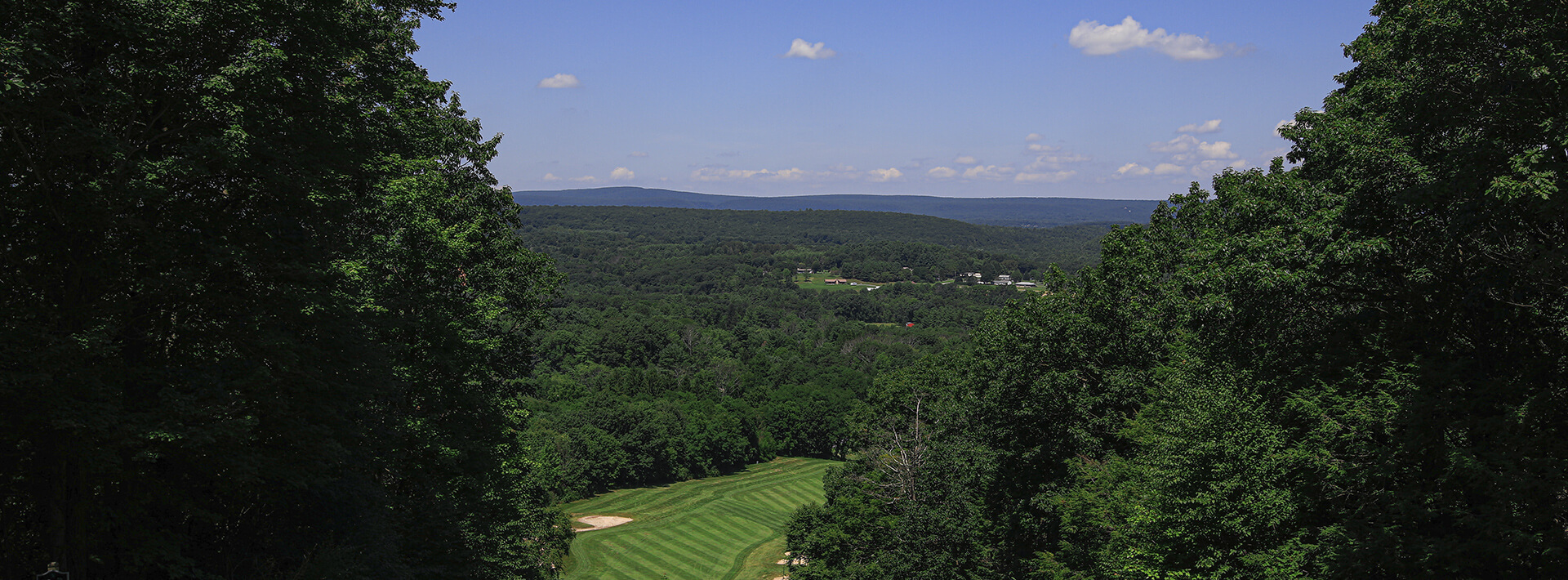 A panoramic view of the pocono mountains from the golf course